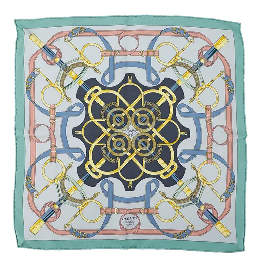 Eperon d'Or scarf 45 Green & Bleu & Pink