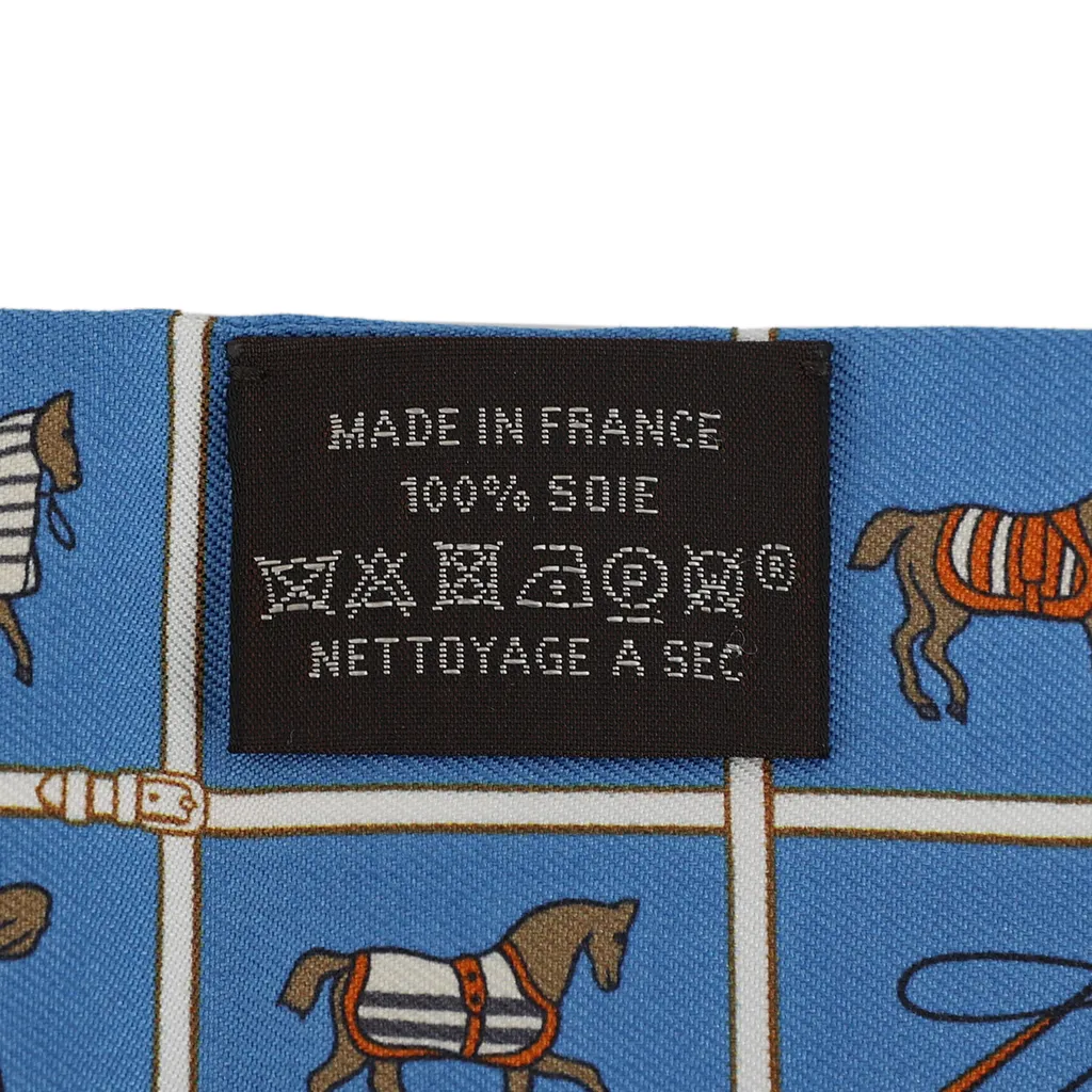 HERMÈS エルメス ツイリー 馬着 ブルー シルク