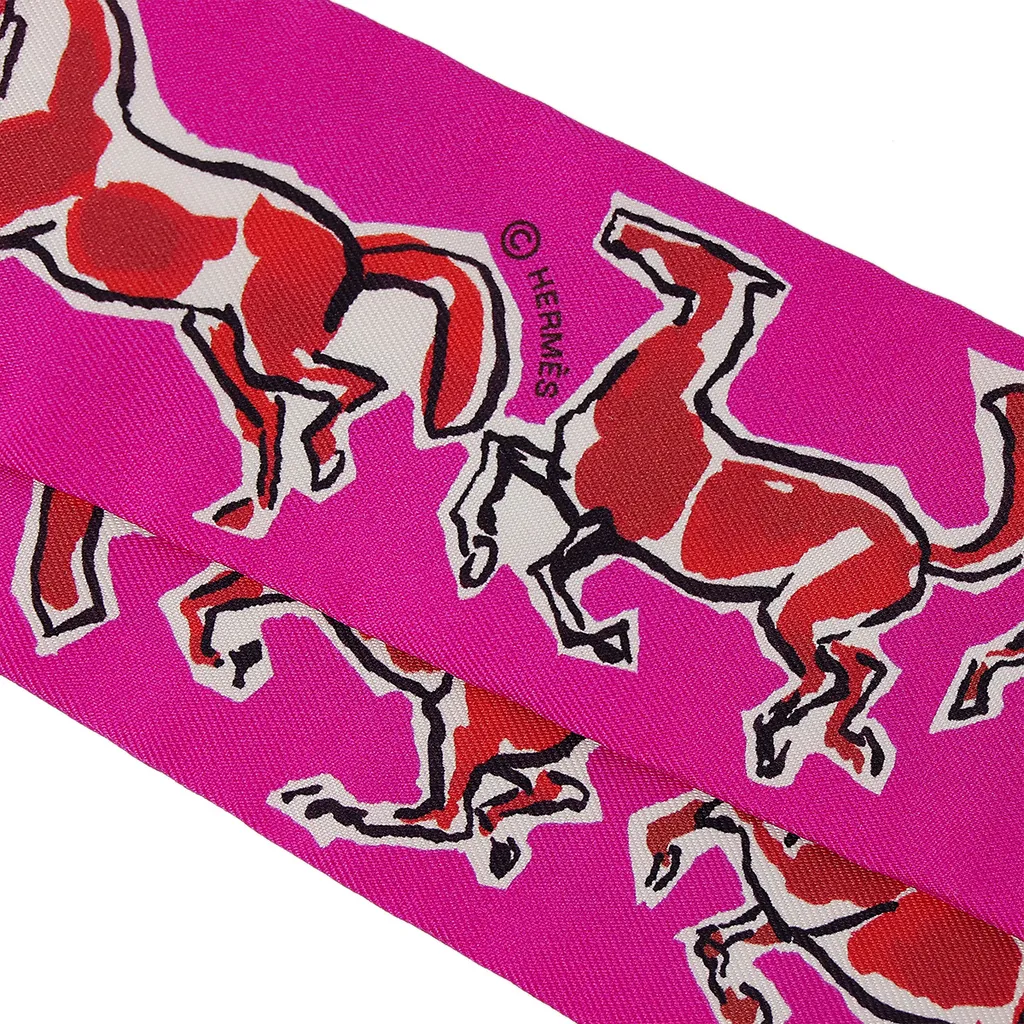 HERMÈS エルメス ツイリー 自由の馬 ピンク