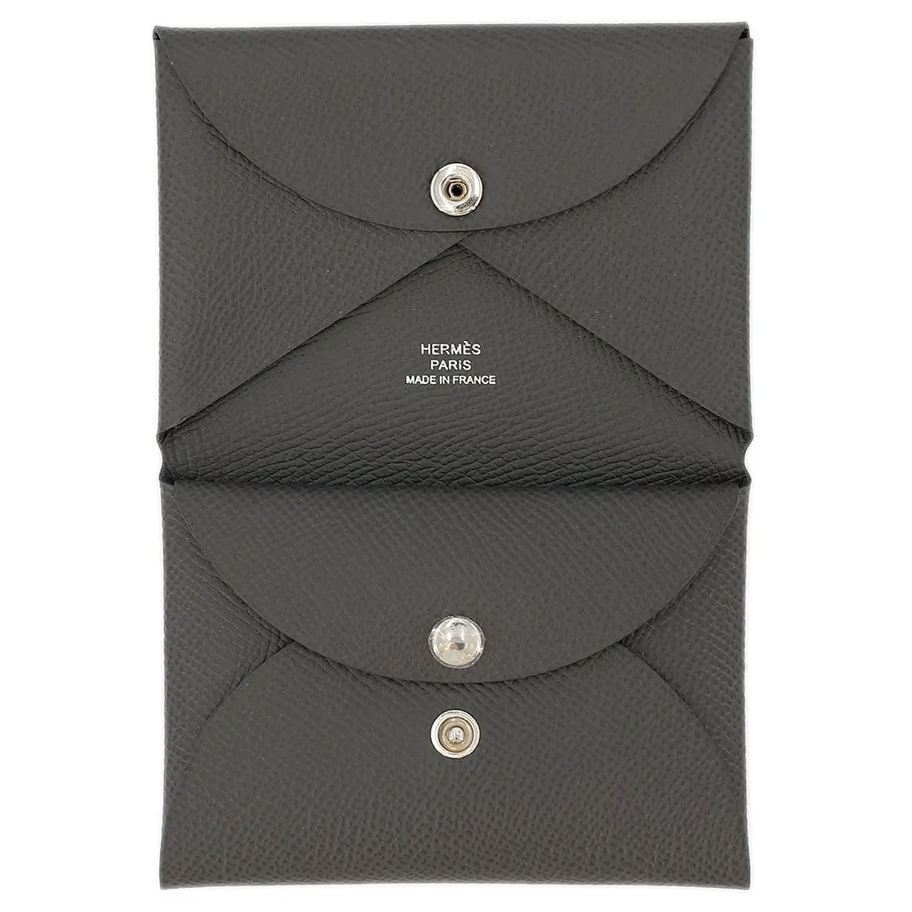 HERMÈS エルメス カルヴィ デュオ グラファイト エプソン シルバー金具 