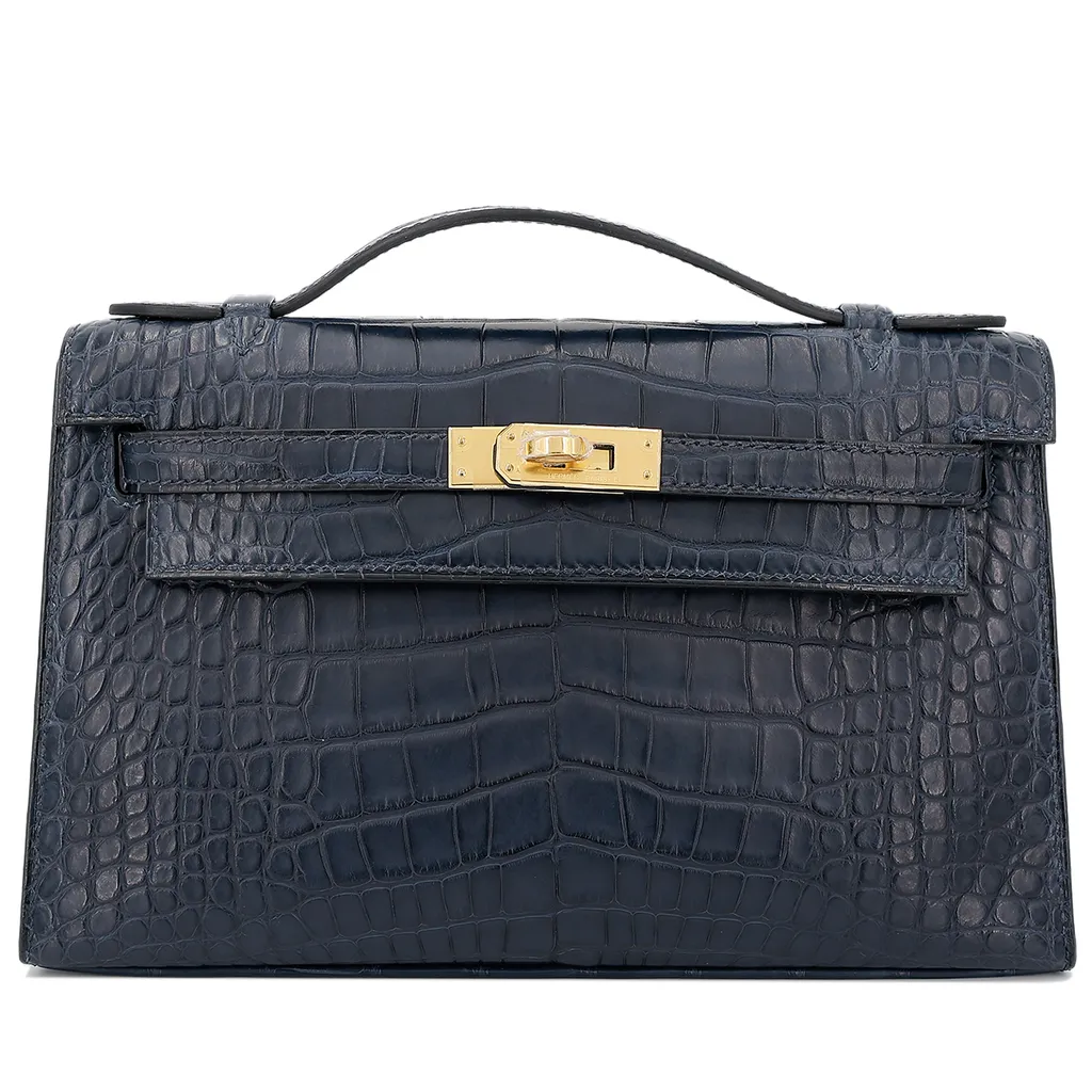 HERMÈS エルメス ポシェットケリー ブルーインディゴ クロコダイル 