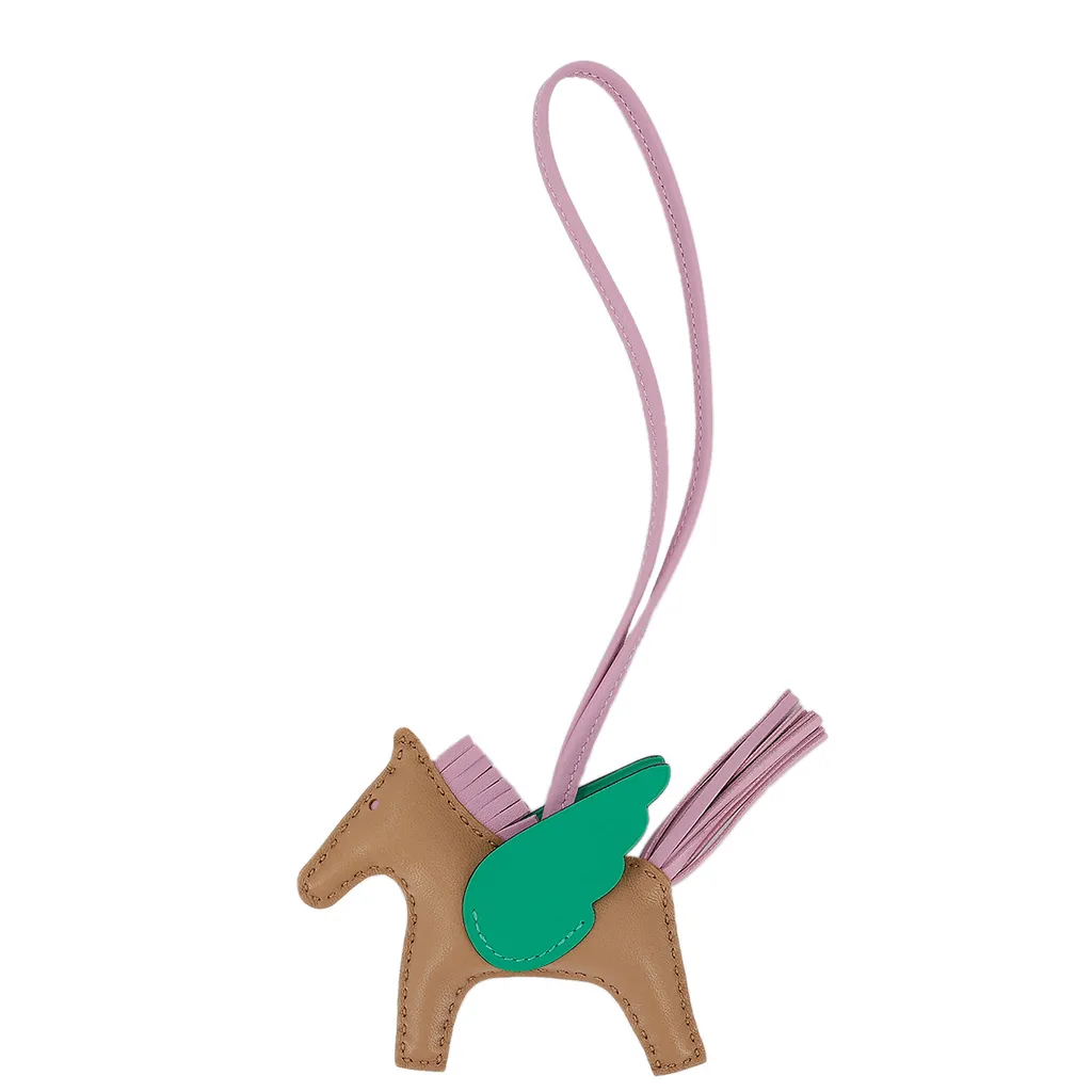HERMÈS Rodeo Pegase PM charm in Chai, Mauve Sylvestre and Menthe 