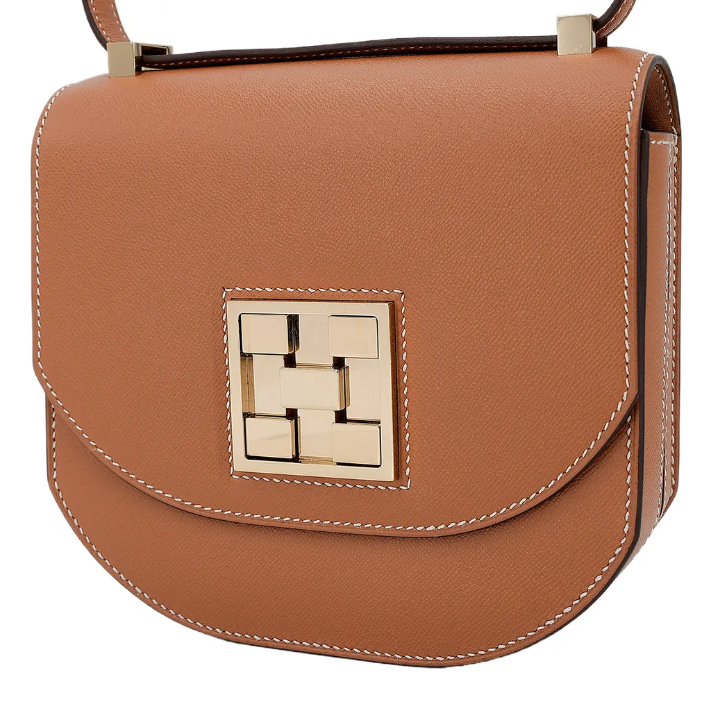 HERMÈS Mosaique Mini shoulder bag in Gold Madame leather with Gold 