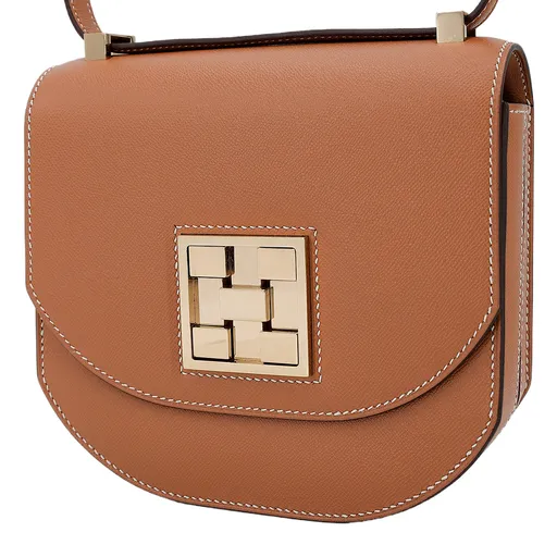 HERMÈS Mosaique Mini shoulder bag in Gold Madame leather with Gold 