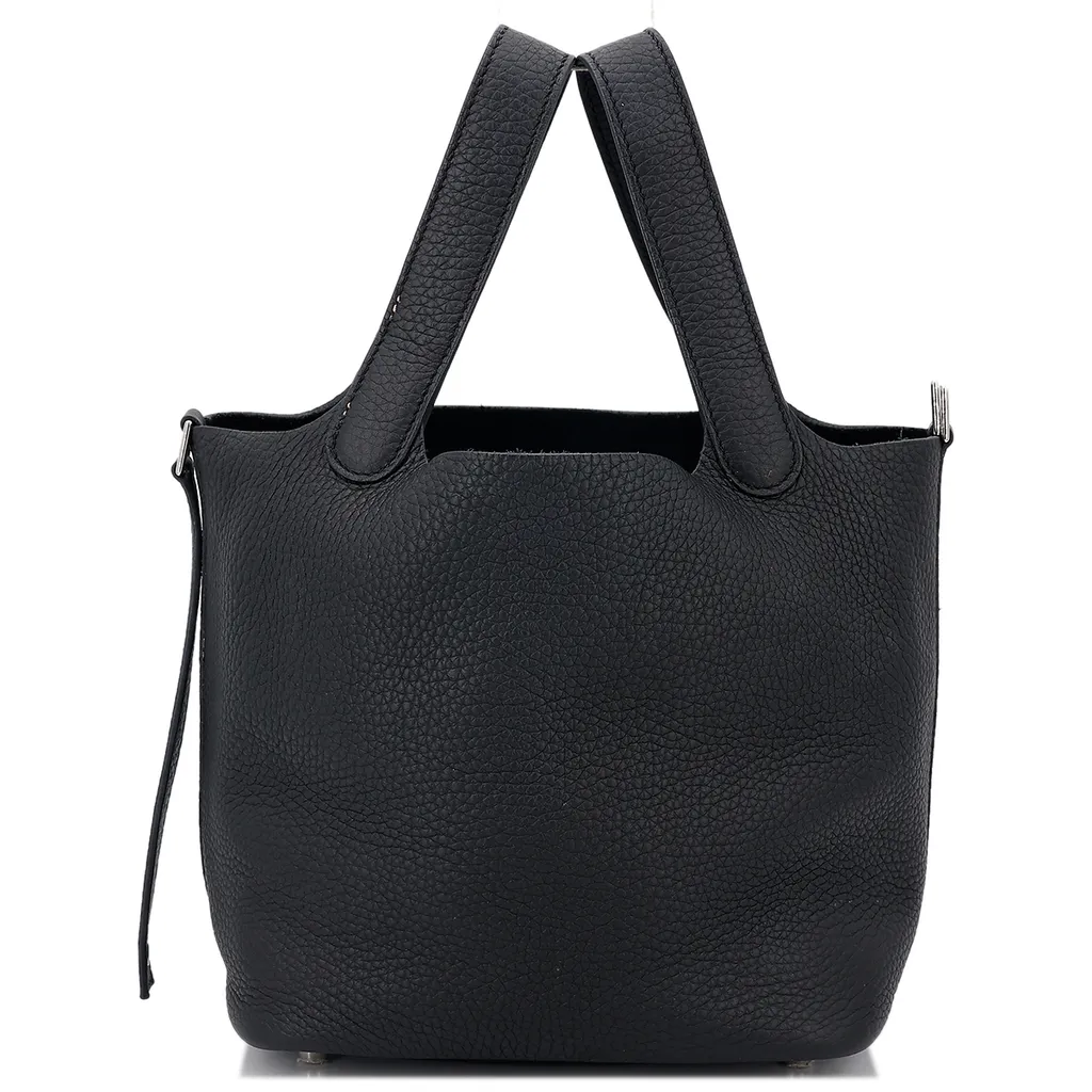 HERMÈS Picotin Lock PM handbag in Black Clemence leather with Palladium ...