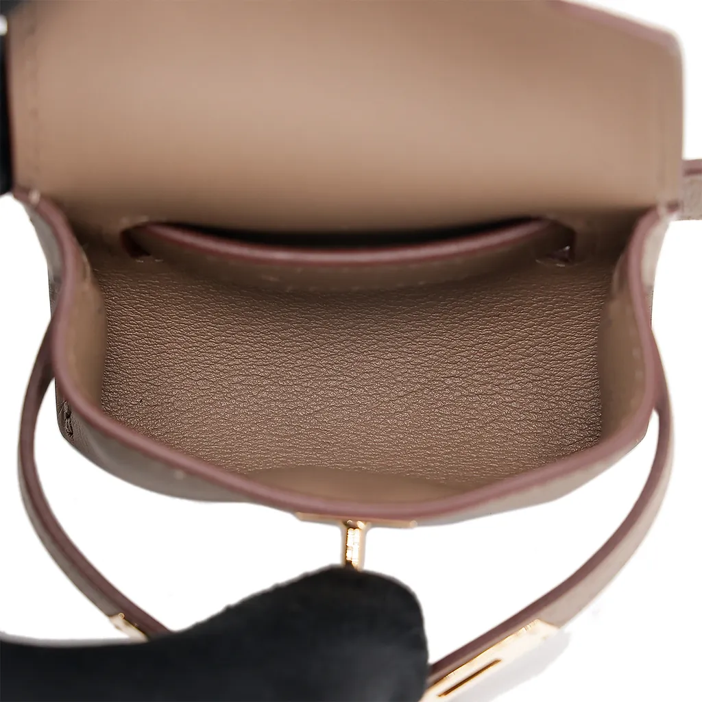 HERMÈS Kelly Moove shoulder bag in Etoupe Swift leather with Gold hardware