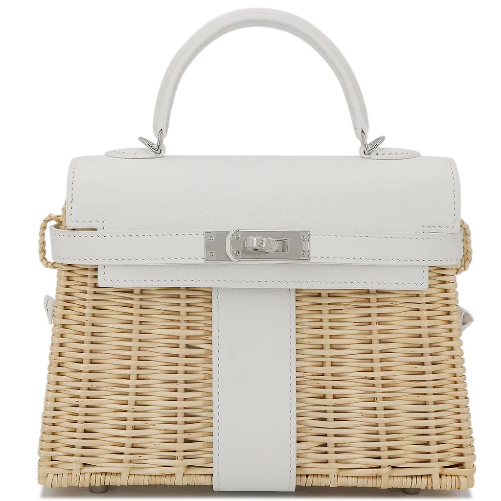 Brand New ( Rank N ) HERMÈS Kelly Picnic Mini New White (0U) Swift 