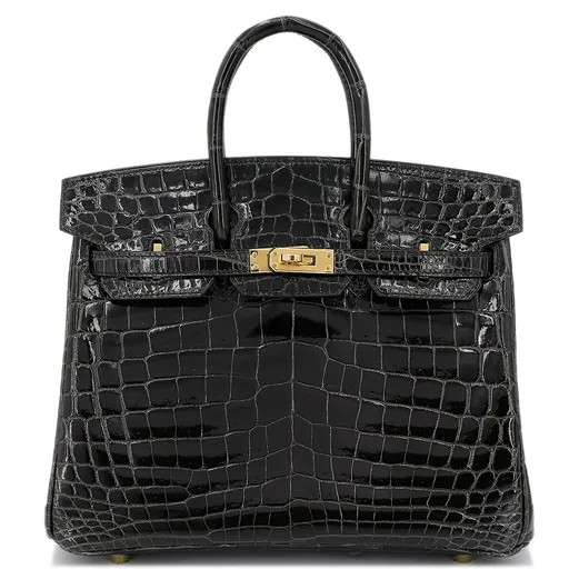 Excellent ( Rank SA ) HERMÈS Birkin 25 Graphite (88) Niloticus ...