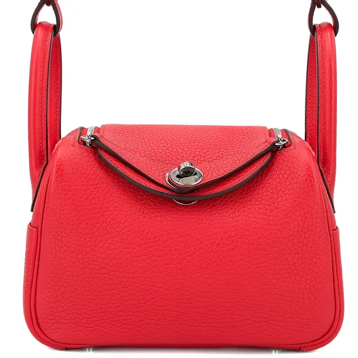 Excellent ( Rank SA ) HERMÈS Mini Lindy Rouge de Coeur (S3) Clemence ...