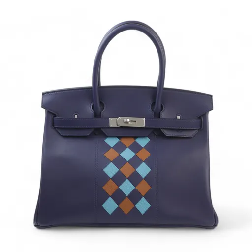 Birkin 30 Tressage De Cuir Bleu Encre (M3)