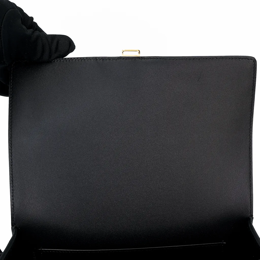 Brand New ( Rank N ) HERMÈS Della Cavalleria Elan Black (89) Epsom Gold