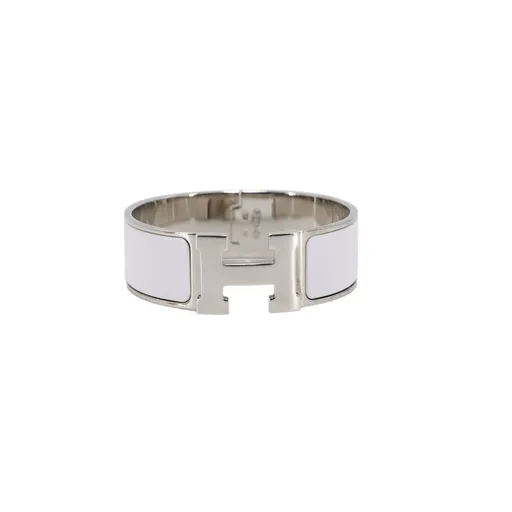 Very Good ( Rank A) HERMÈS Clic H GM bracelet White Enamel Palladium