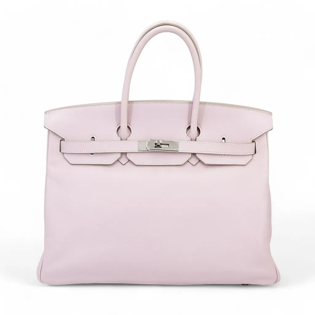 Very Good ( Rank A) HERMÈS Birkin 35 Rose Dragee (5U) Swift