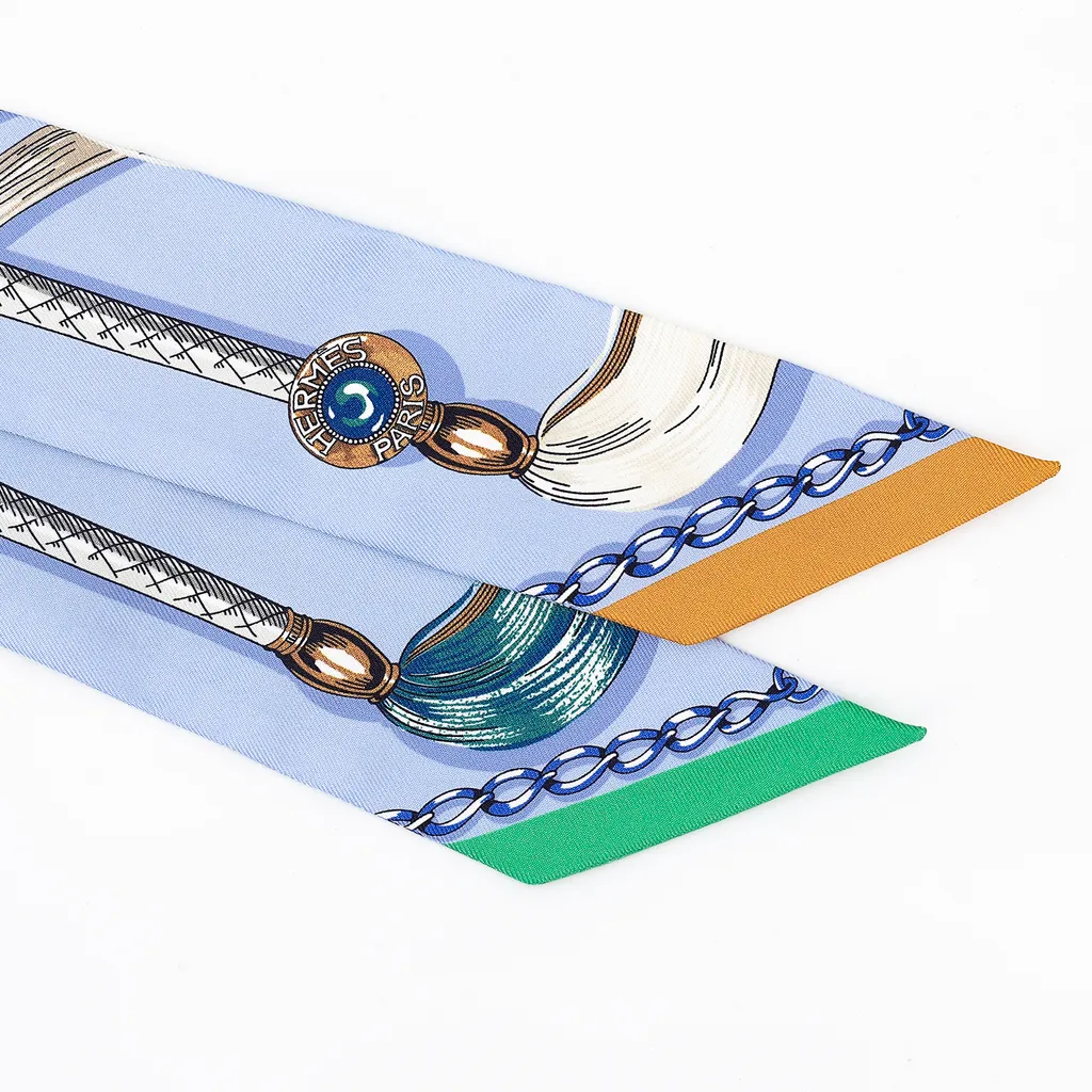 ランク A HERMÈS エルメス ツイリー 騎馬行進 ブルー シルク