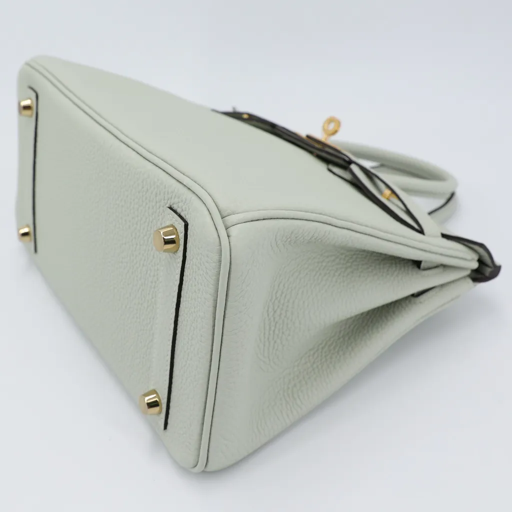 全新HERMÈS 愛馬仕Birkin 25 0W Gris Neve 冰晶灰Togo小牛皮金扣