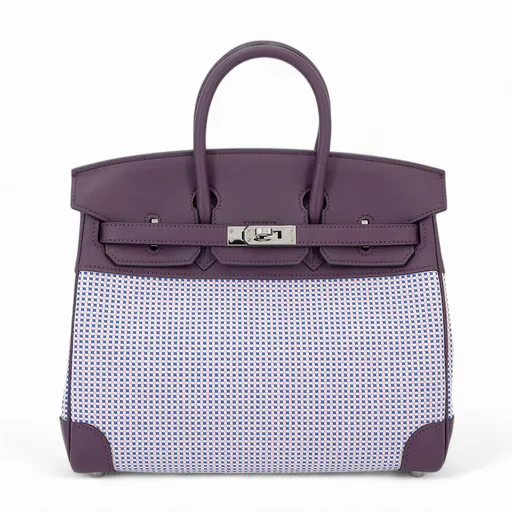 Birkin 25 Quadrille Ecru Cassis (N5) Mauve Sylvestre (X9)