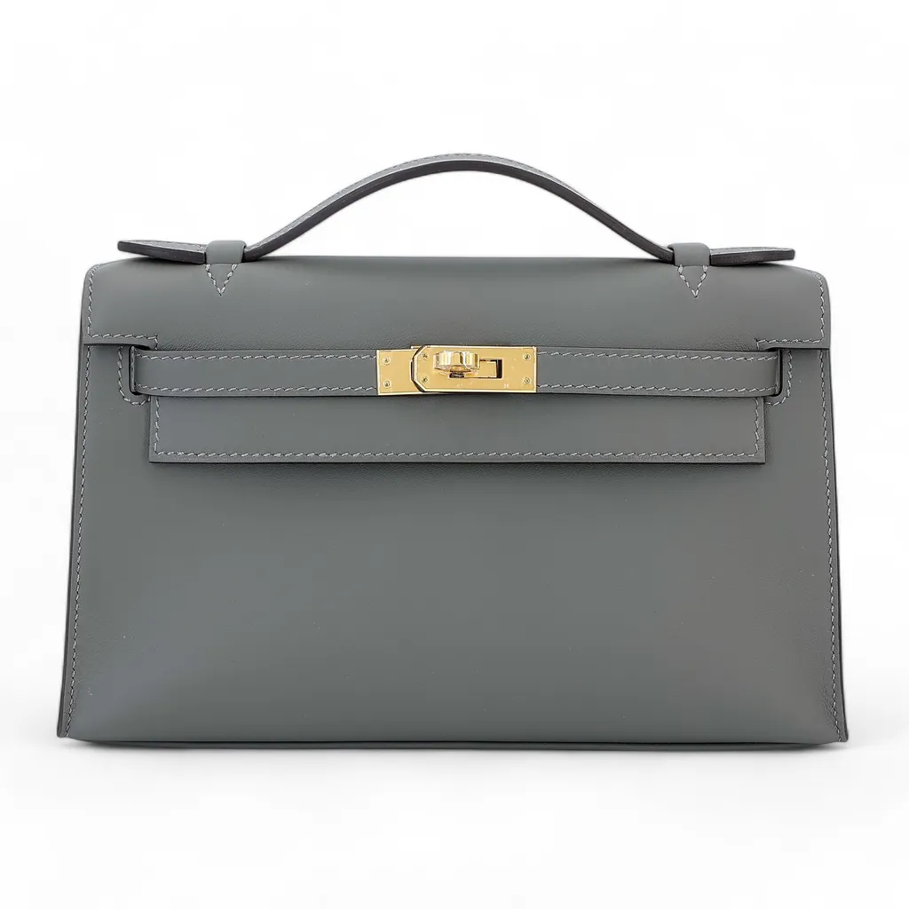 Brand New ( Rank N ) HERMÈS Kelly Pochette Gris Meyer (0L