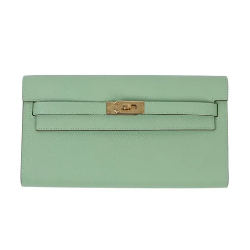 Kelly To Go Wallet Bleu Brume (T0) Vert Criquet (3I)