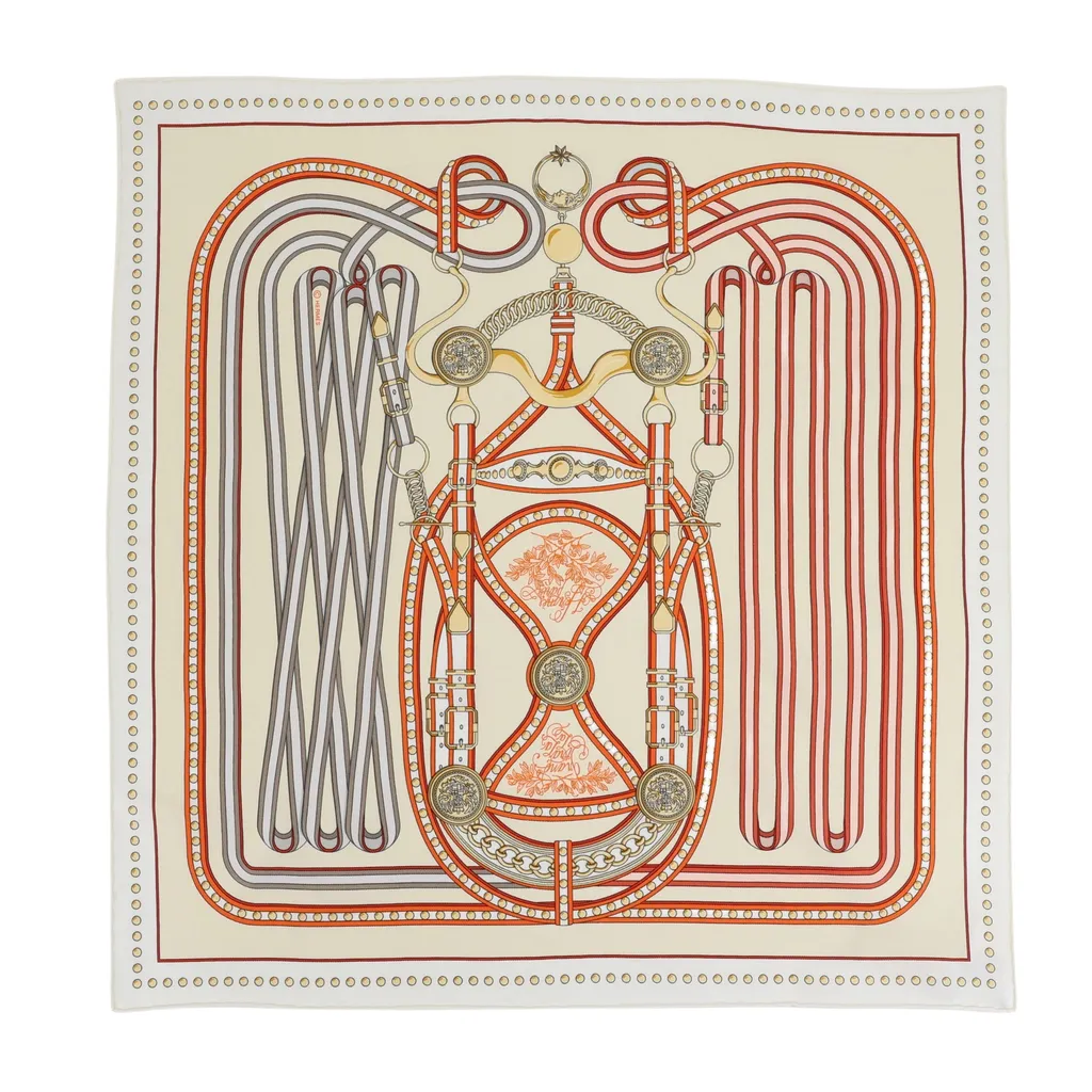 Carre 90 Grand Tralala scarf Orange Gray White
