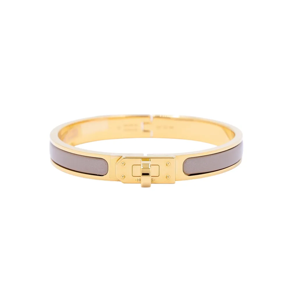 Mini Clic Kelly bracelet PM Marron Glace