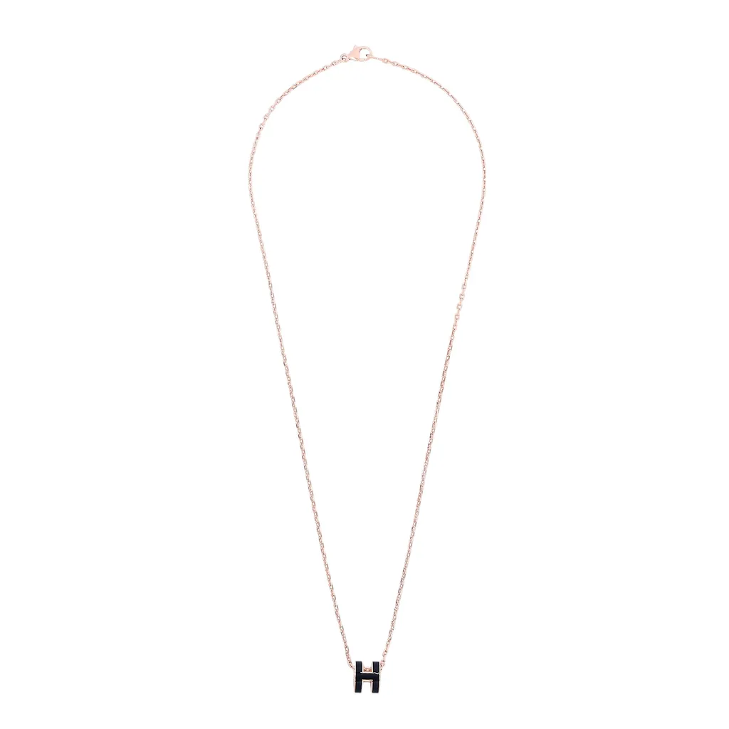 Mini Pop H pendant Black (89) Rose Gold