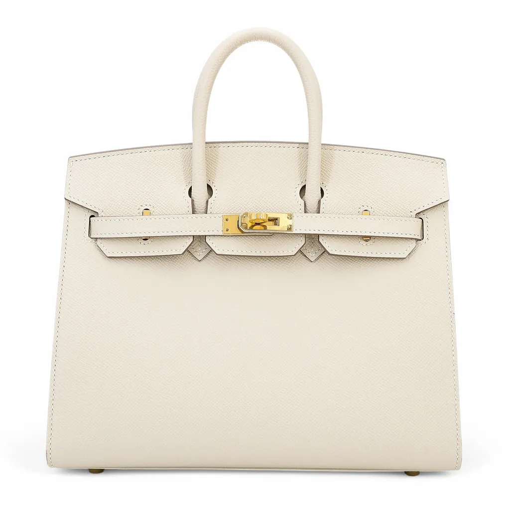 Birkin 25 外缝 10 奶昔白 Craie