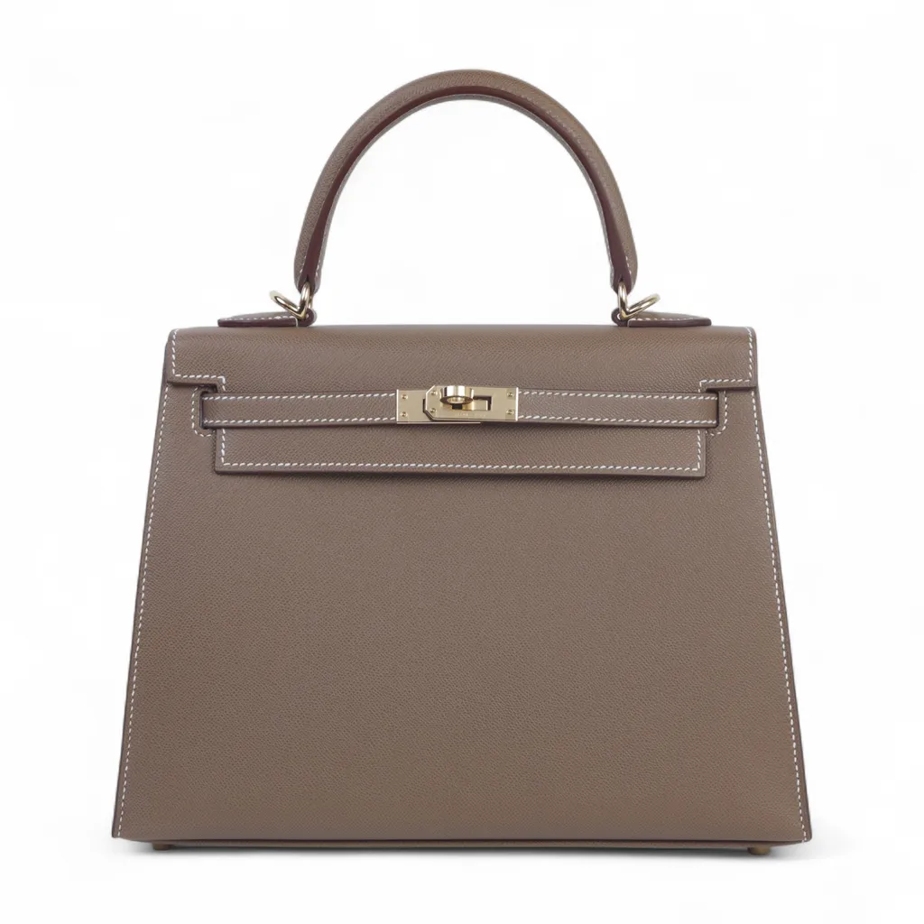 Kelly 25 Sellier Verso Etoupe (18) Bamboo (1K)