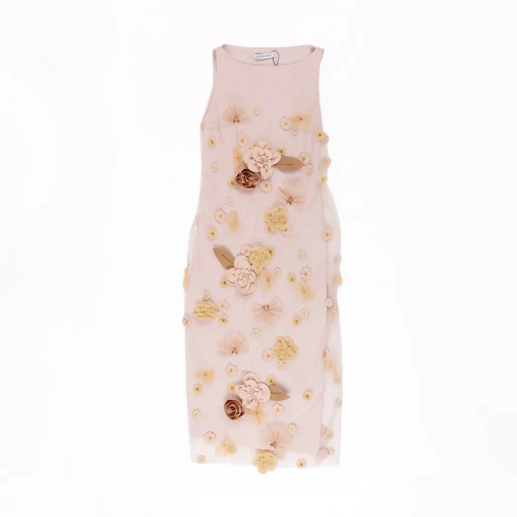 Viktor&Rolf FLORAL EMBROIDERY MIDI DRESS Pink