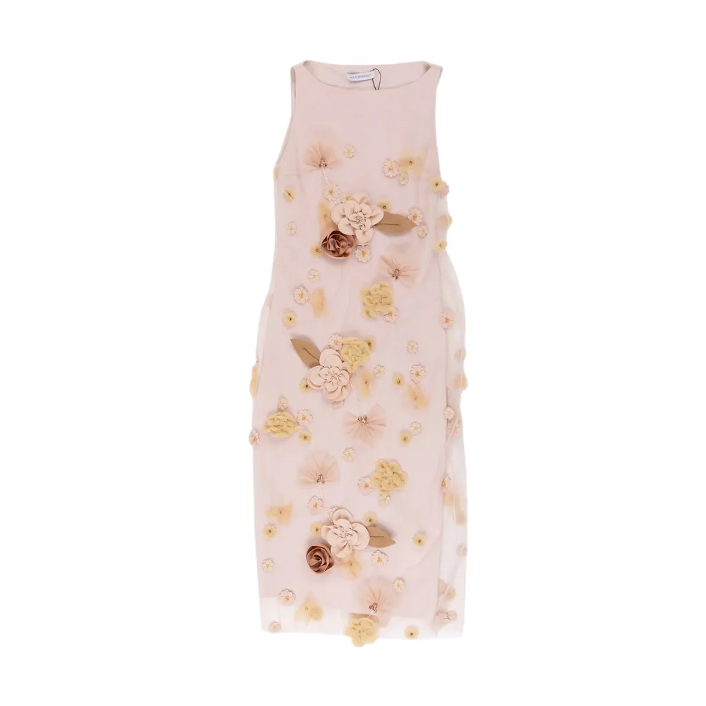 Viktor&Rolf FLORAL EMBROIDERY MIDI DRESS Pink
