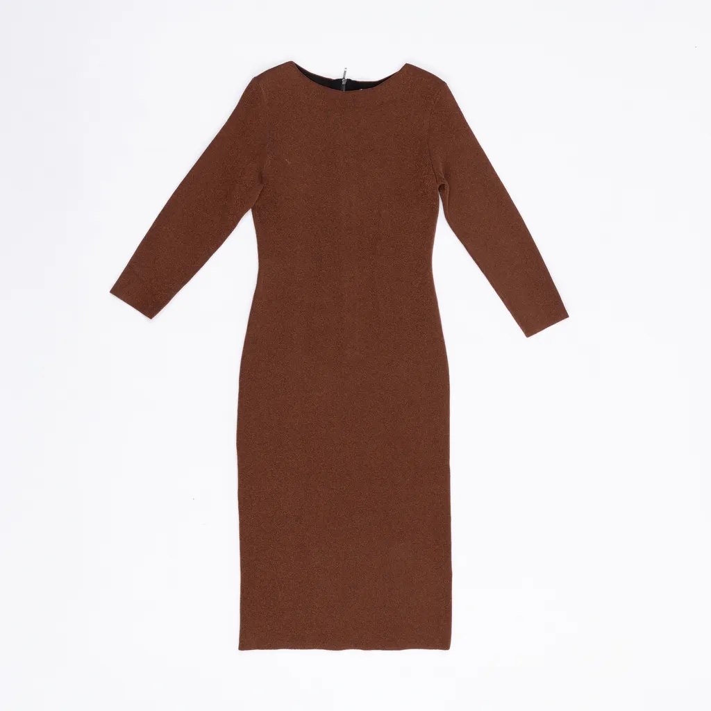 THE FOLD Giverny Dress Bronze Metallic Knit Brown