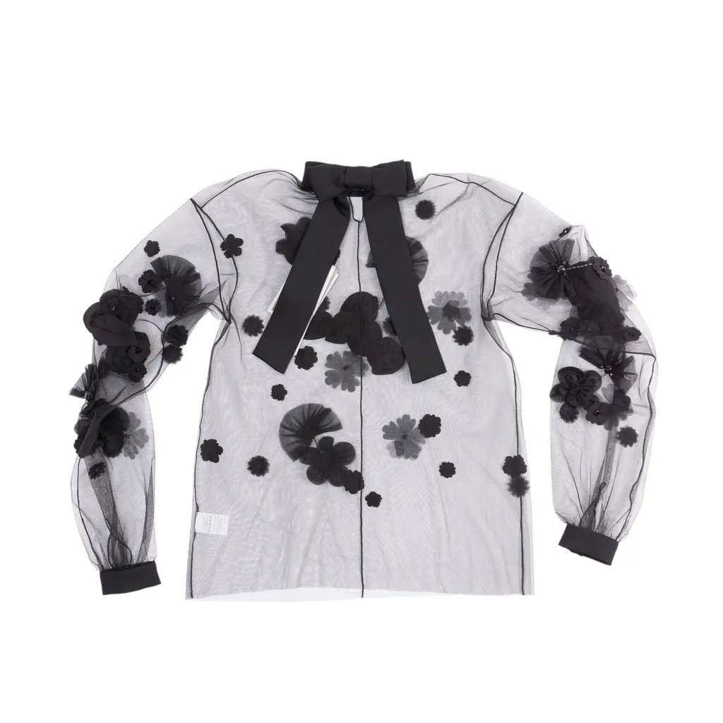 Viktor&Rolf FLORAL EMBROIDERY LONG SLEEVE TOP Black