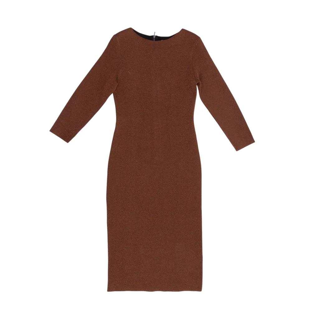 THE FOLD Giverny Dress Bronze Metallic Knit Brown