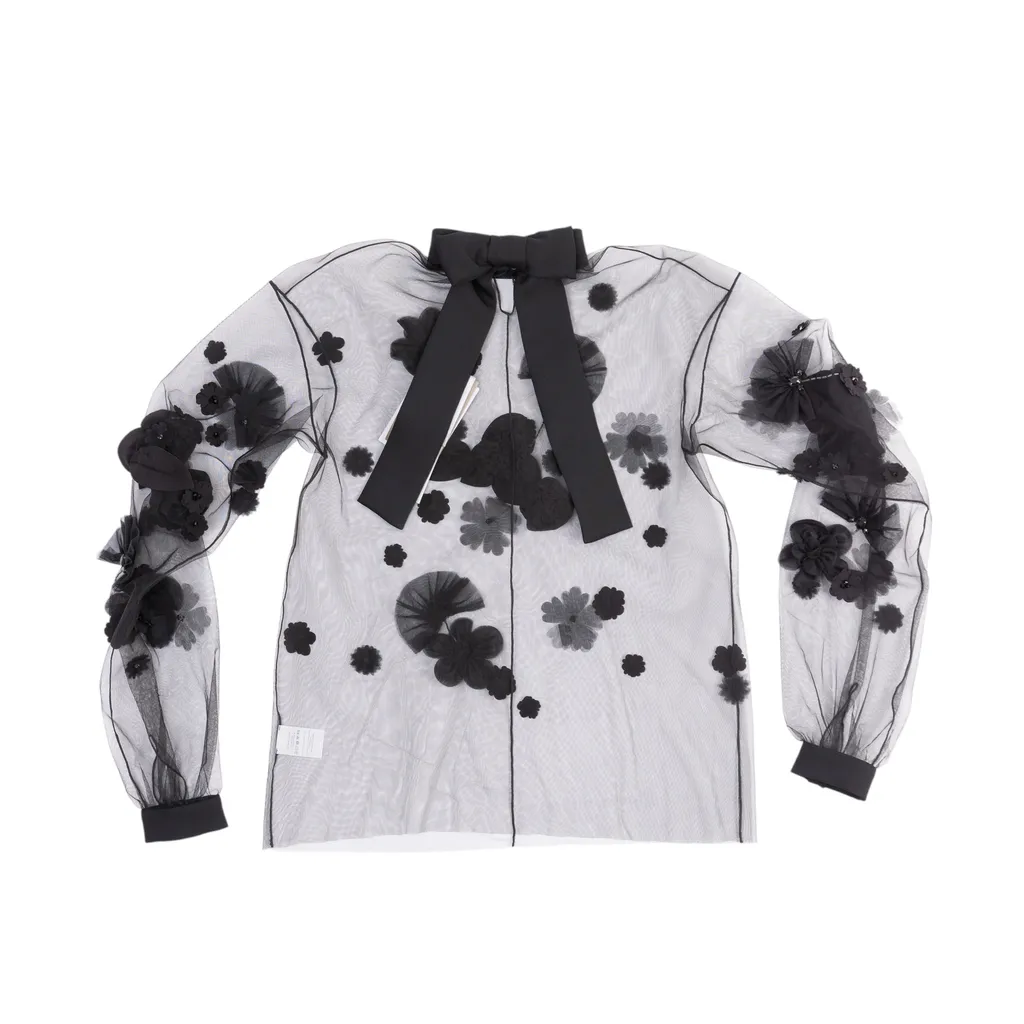Viktor&Rolf FLORAL EMBROIDERY LONG SLEEVE TOP Black