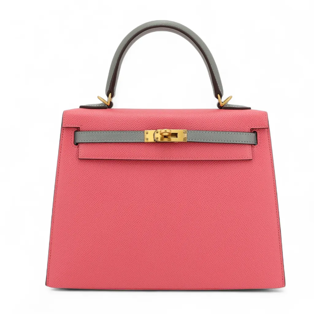 Kelly 25 Sellier HSS Gris Mouette (4Z) Rose Azalee (8W)