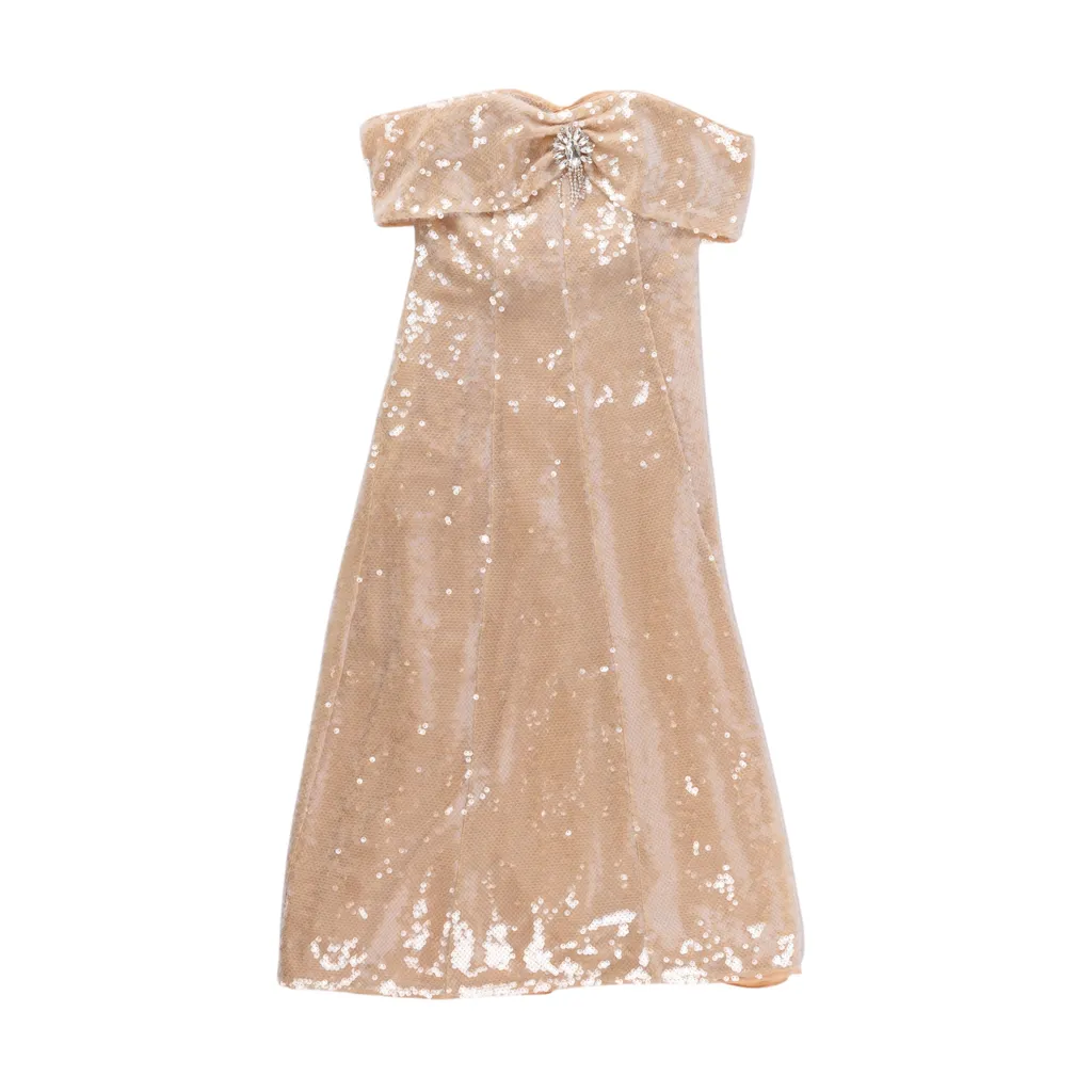 SELF-PORTRAIT Gold Sequin Off Shoulder Midi Dress