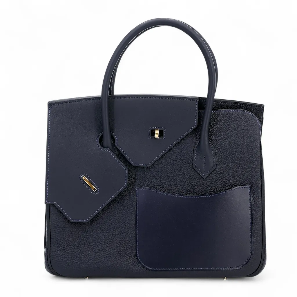 Birkin 30 en Desordre Caban (3Y) Bleu Indigo (76)