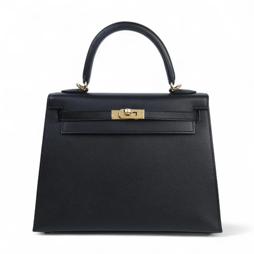 Kelly 25 Sellier Verso Gris Meyer (0L) Black (89)
