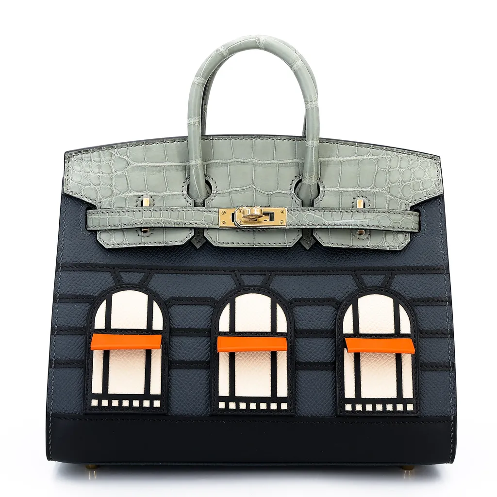 Birkin Faubourg 20 Gris misty (H0) Gris Ciment (0V) Black (89) Orange (93) Craie (10)