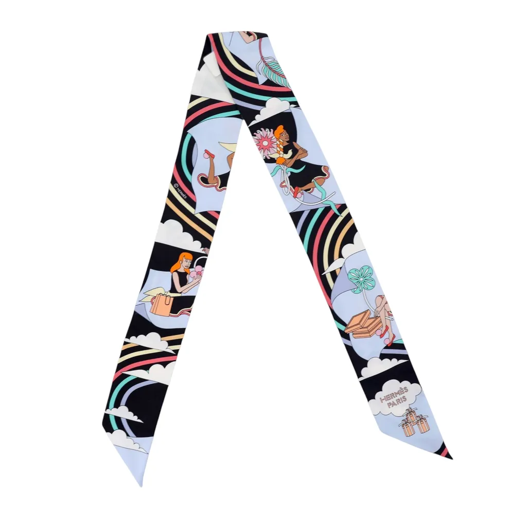 Twilly CARRES VOLANTS 絲帶 藍色 黑色