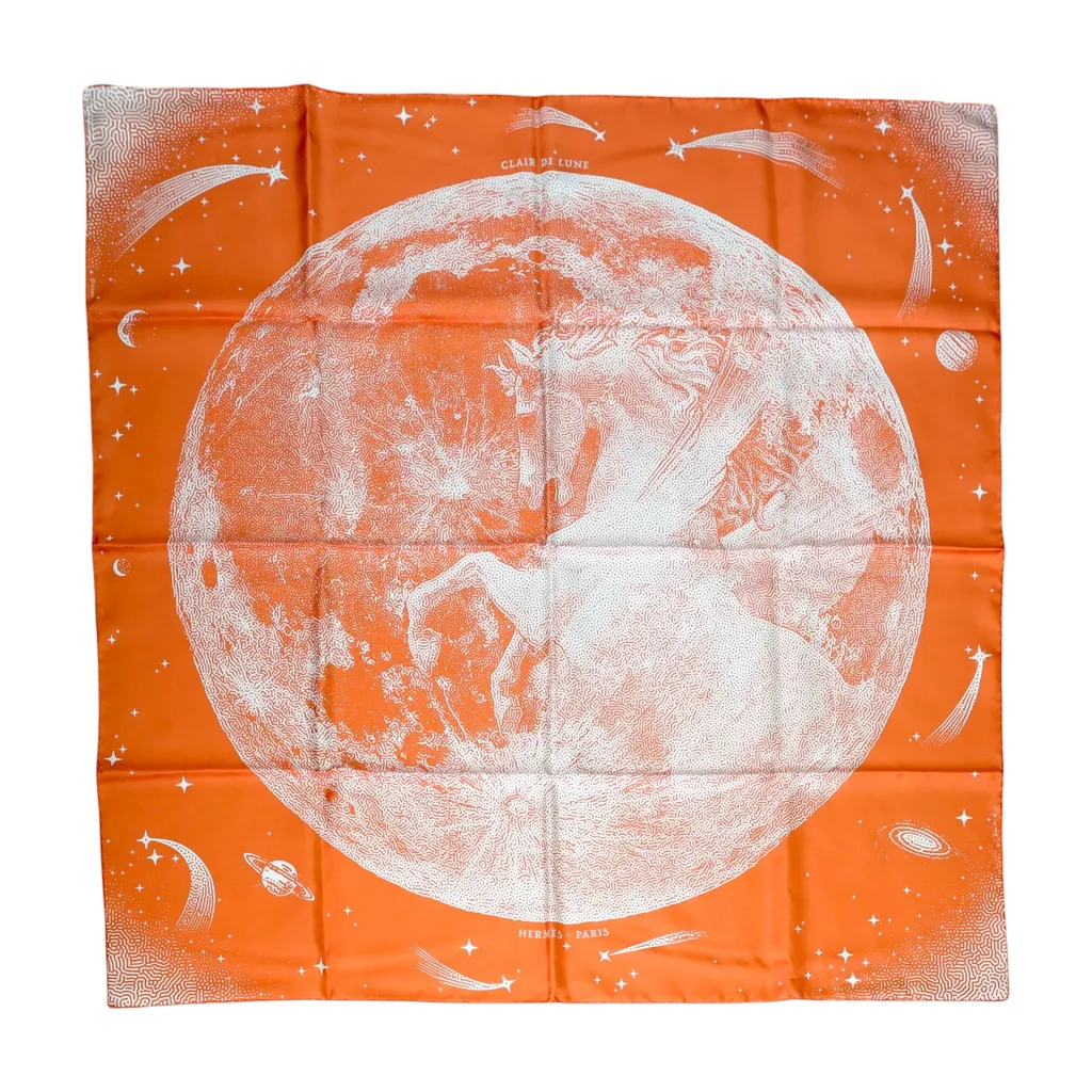 Carre 90 scarf Clair de Lune double face Orange Gray