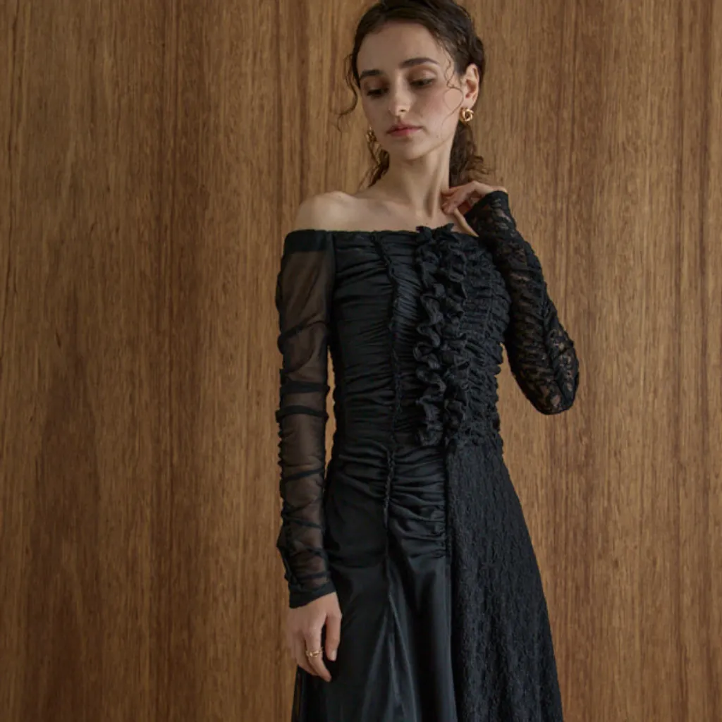 ERADIE レース＆チュールスウィッチングドレス - GINZA XIAOMA