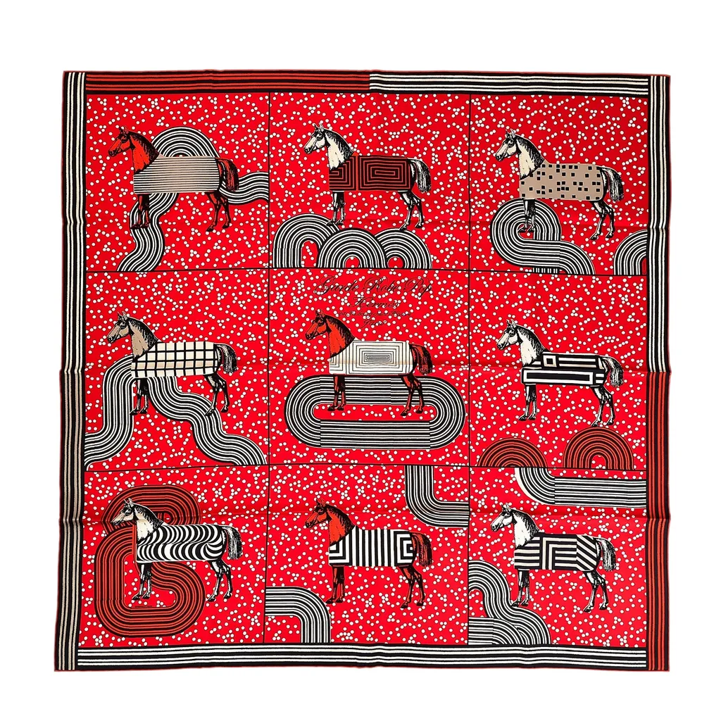 Carre 90 scarf Garde Robe Pop Red Black