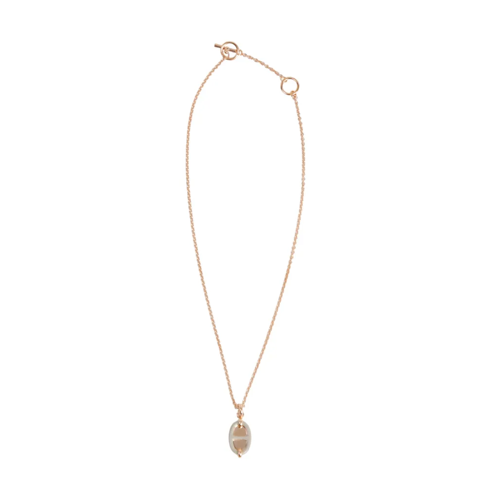 Mini Maillon pendant small model Rose Gold Marron Glace