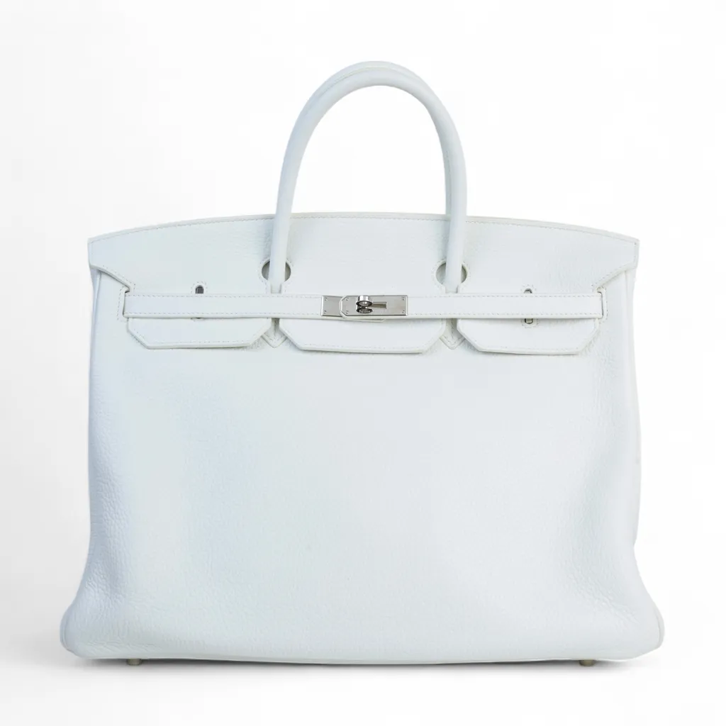 Birkin 40 Verso  Bleu Paon (7F) White (01)