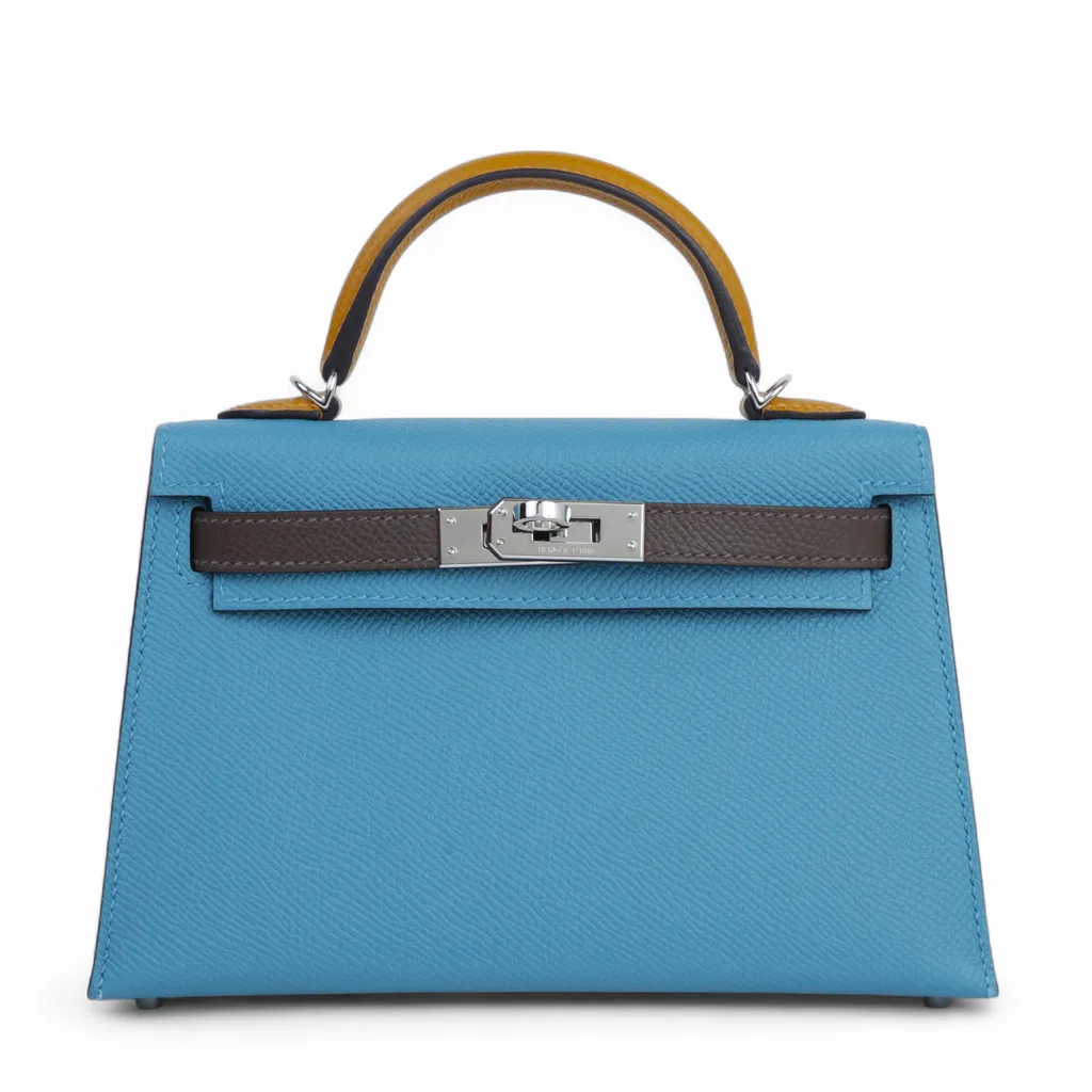 Mini Kelly II New Bleu Jean (D2) Ecorce (4C) Natural Sable (21)