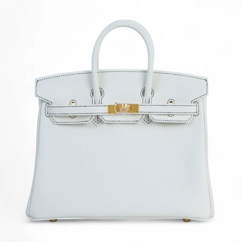 Birkin 25 7E 明亮蓝 Bleu Brighton 01 纯白色 White