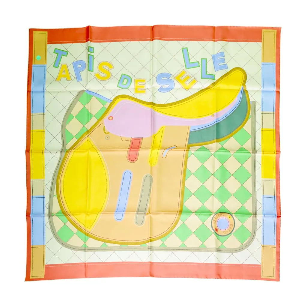 Carre 90 方巾 Tapis de selle 红色 綠色 黄色