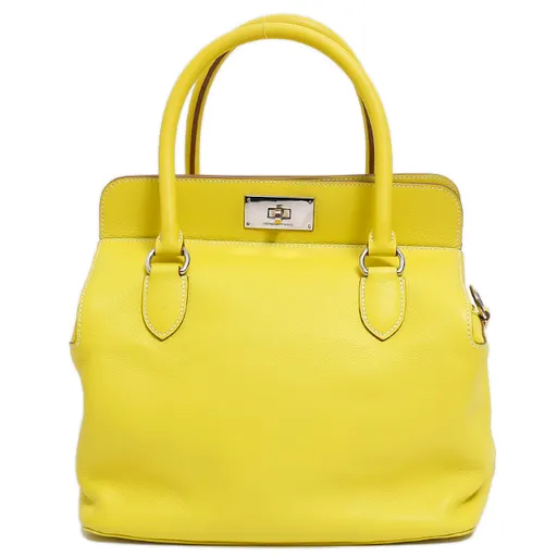 HERMÈS Toolbox 26 handbag in Lime Swift leather with Palladium hardware